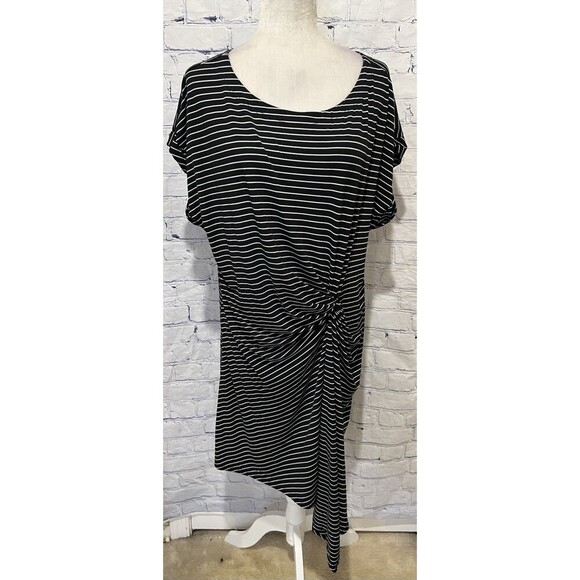 WOMENS BLACK & WHITE STRIPED SIZE XXL KENNETH COLE REACTION DRESS MSRP $89 - Picture 1 of 7